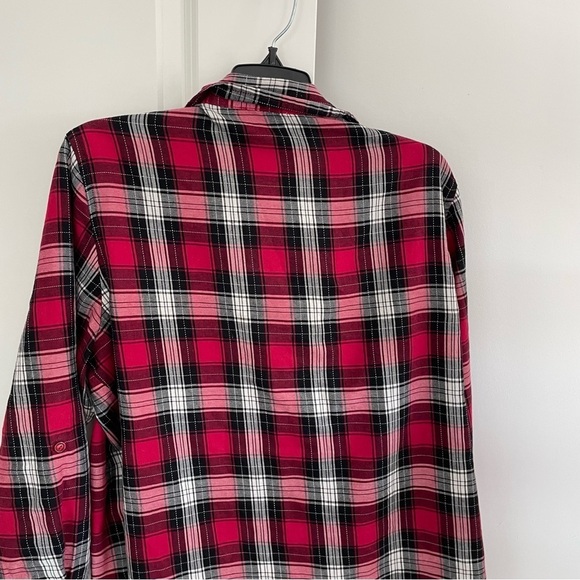 Southern Lady Plaid Button Down Shirt Red White & Black Size L - Picture 7 of 12